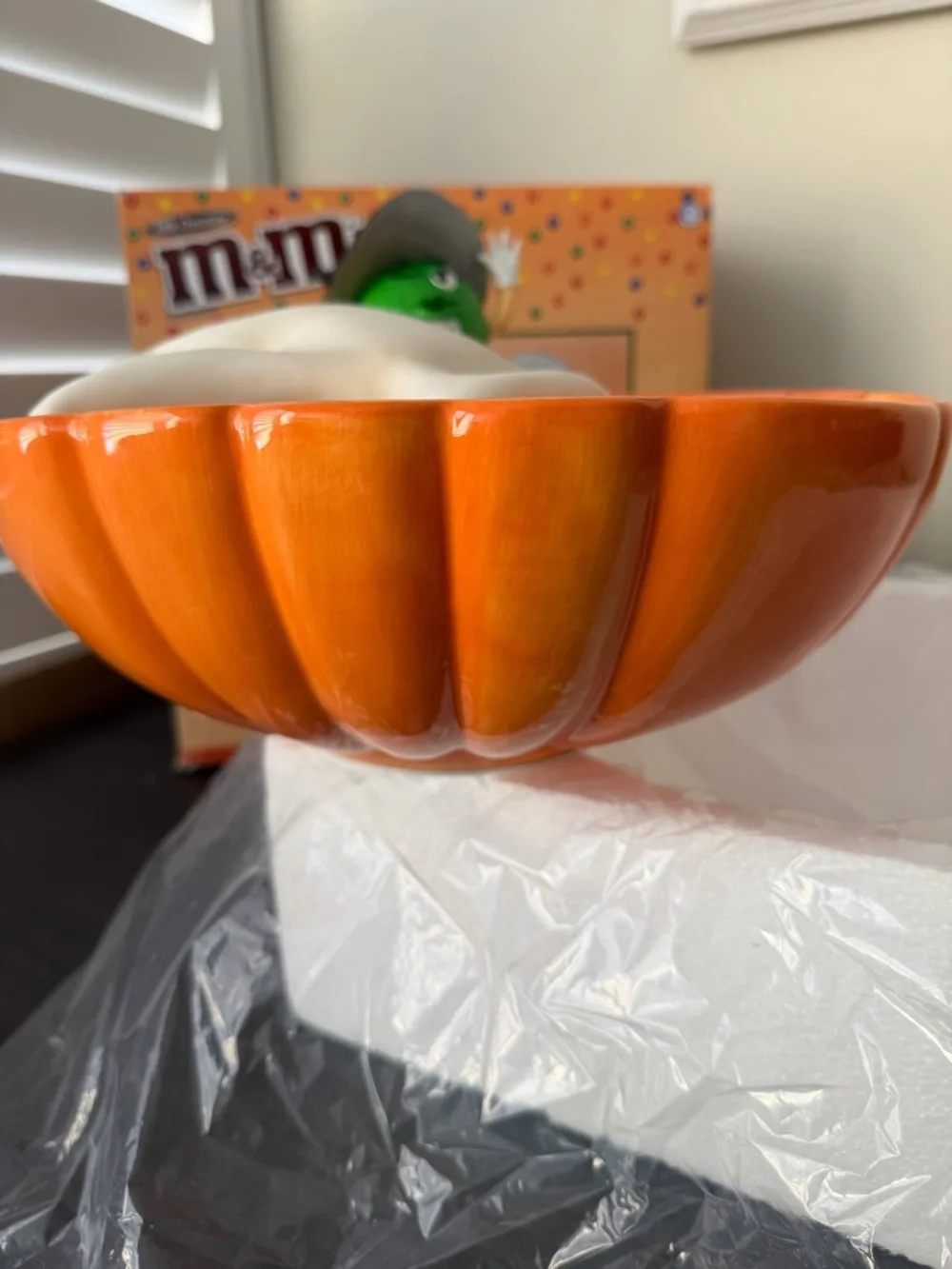 NEW M&M’s Animated Candy Dish Department 56 Green Character Halloween / Fall”